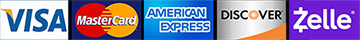 I take Visa, MasterCard, American Express, Discover cards, and Zelle